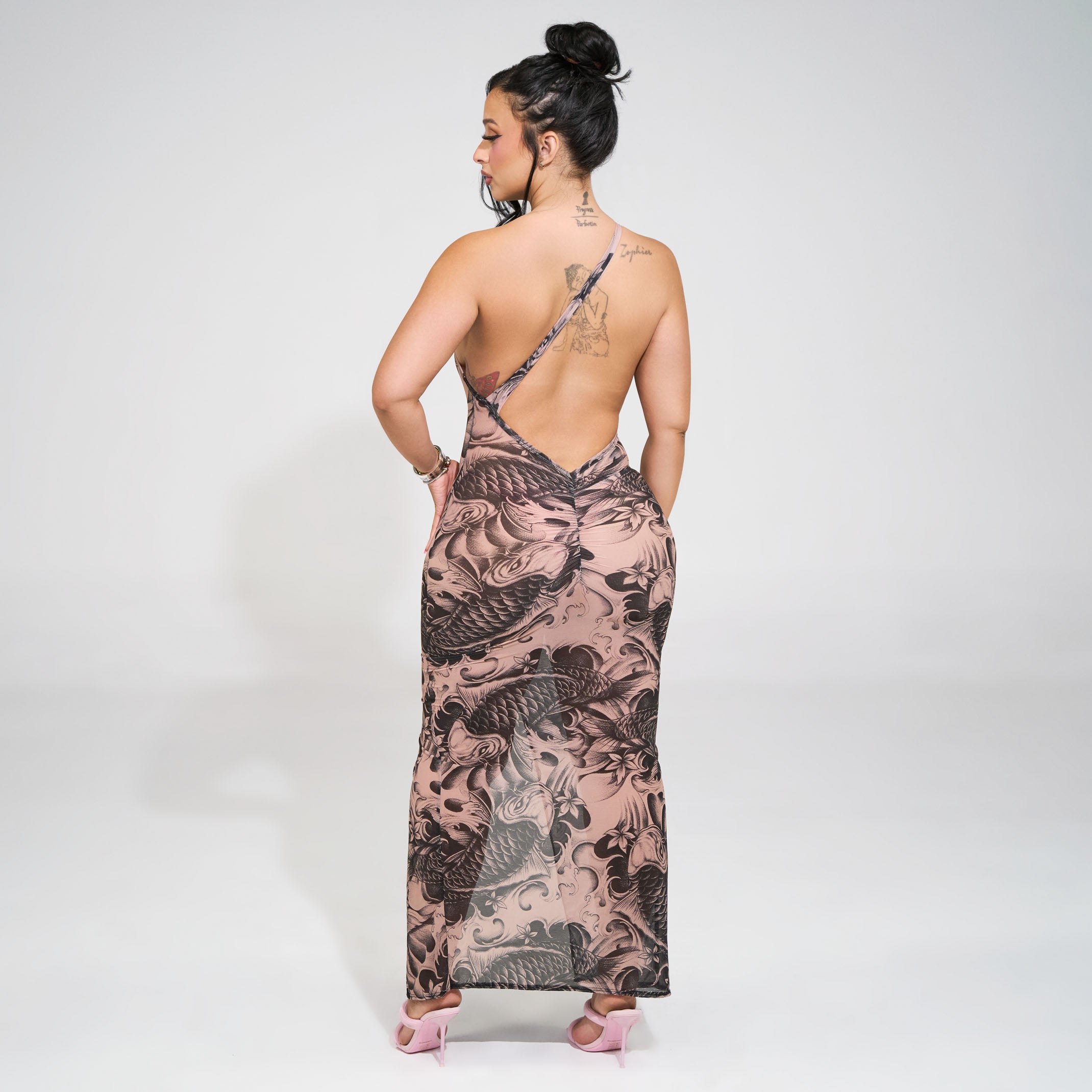 Miko Dress – Koi Fish One-Shoulder Maxi | JLorraine – JLorraine