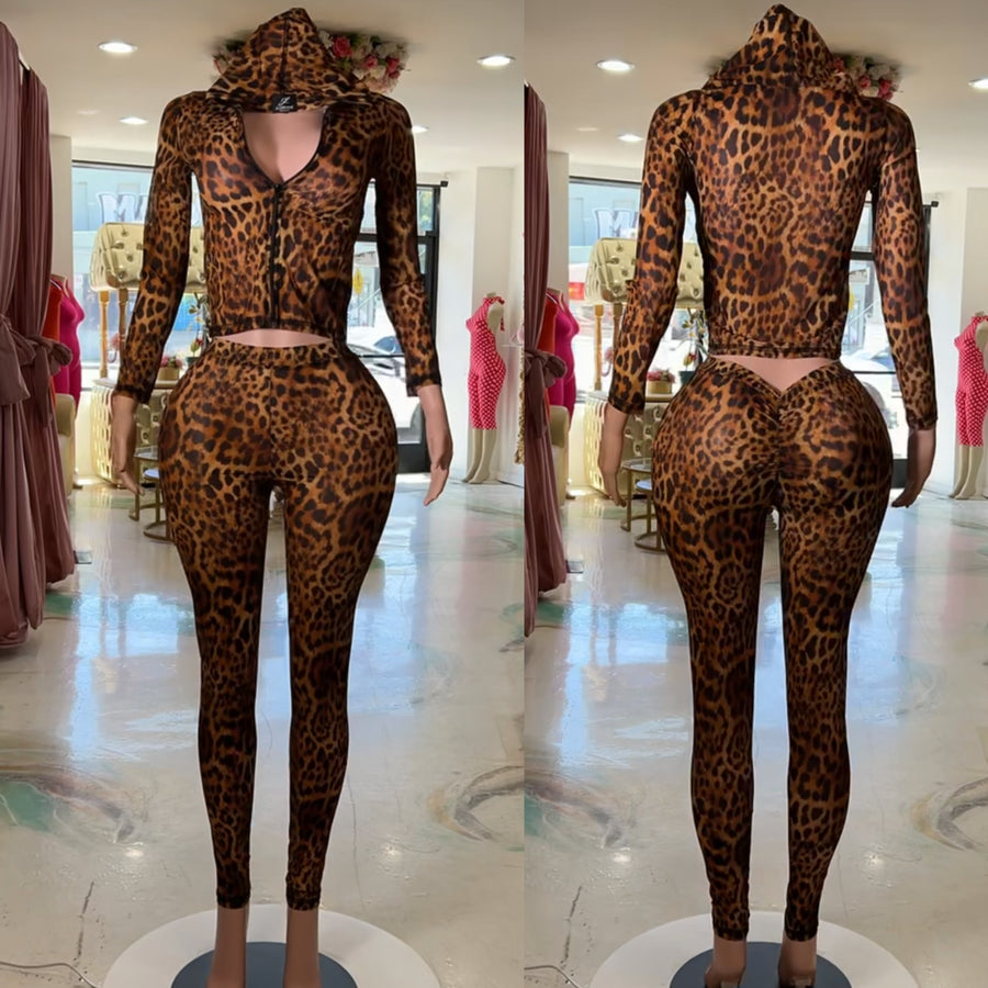 Cheetah Hoodie Set
