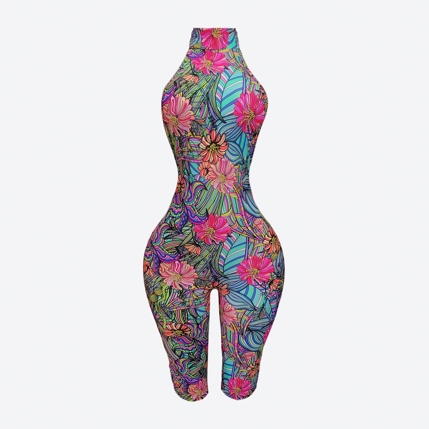 Paradise Jumpsuit | Tropical Floral Halter Open Back Capri One
