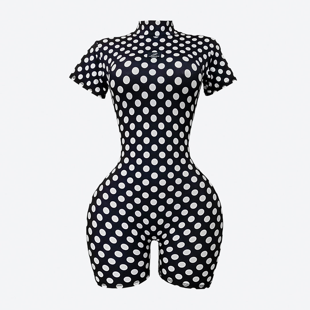 Sanity Romper-BlackBaseWhiteDots-front-wbg