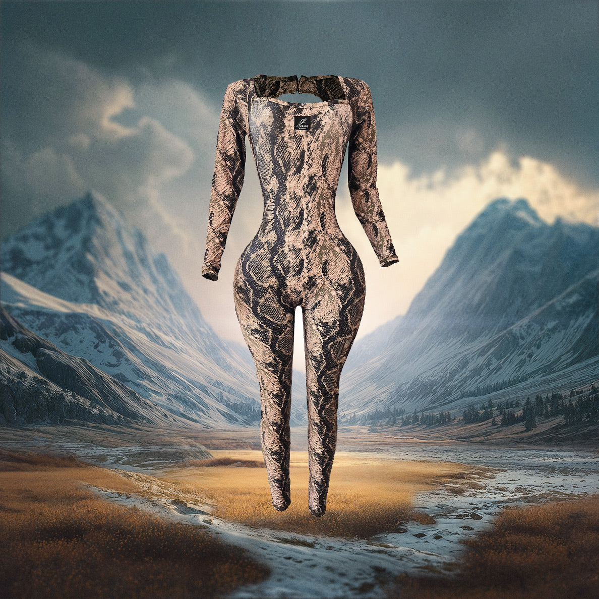 Panda Jumpsuit – Black White Zebra Print Mock Neck Open Back